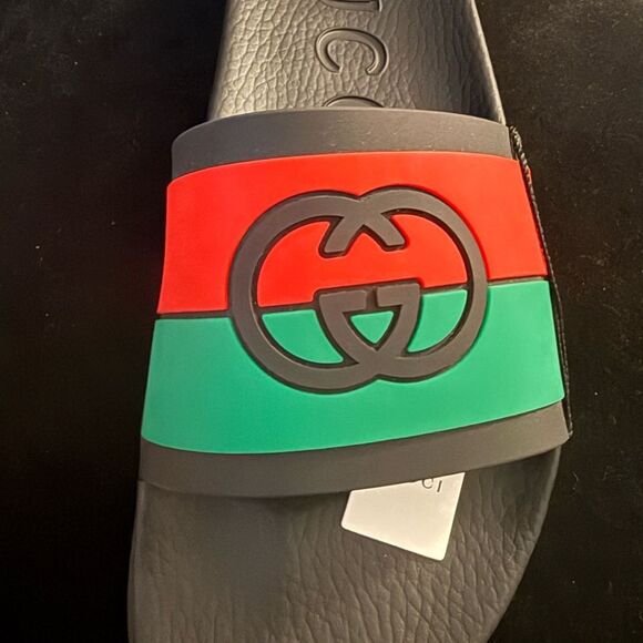 Brand new with box Gucci Black, Red, and Green mens Sandals slippers - Picture 11 of 15